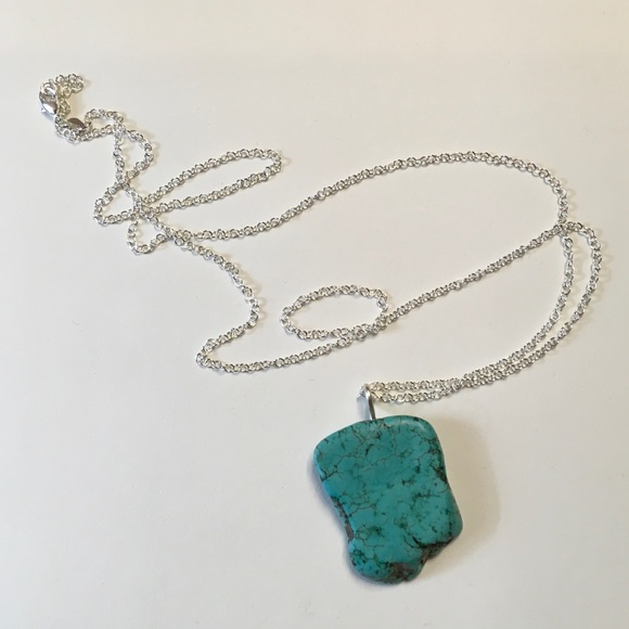 Jewelry - Natural Turquoise & Sterling Silver Long Necklace